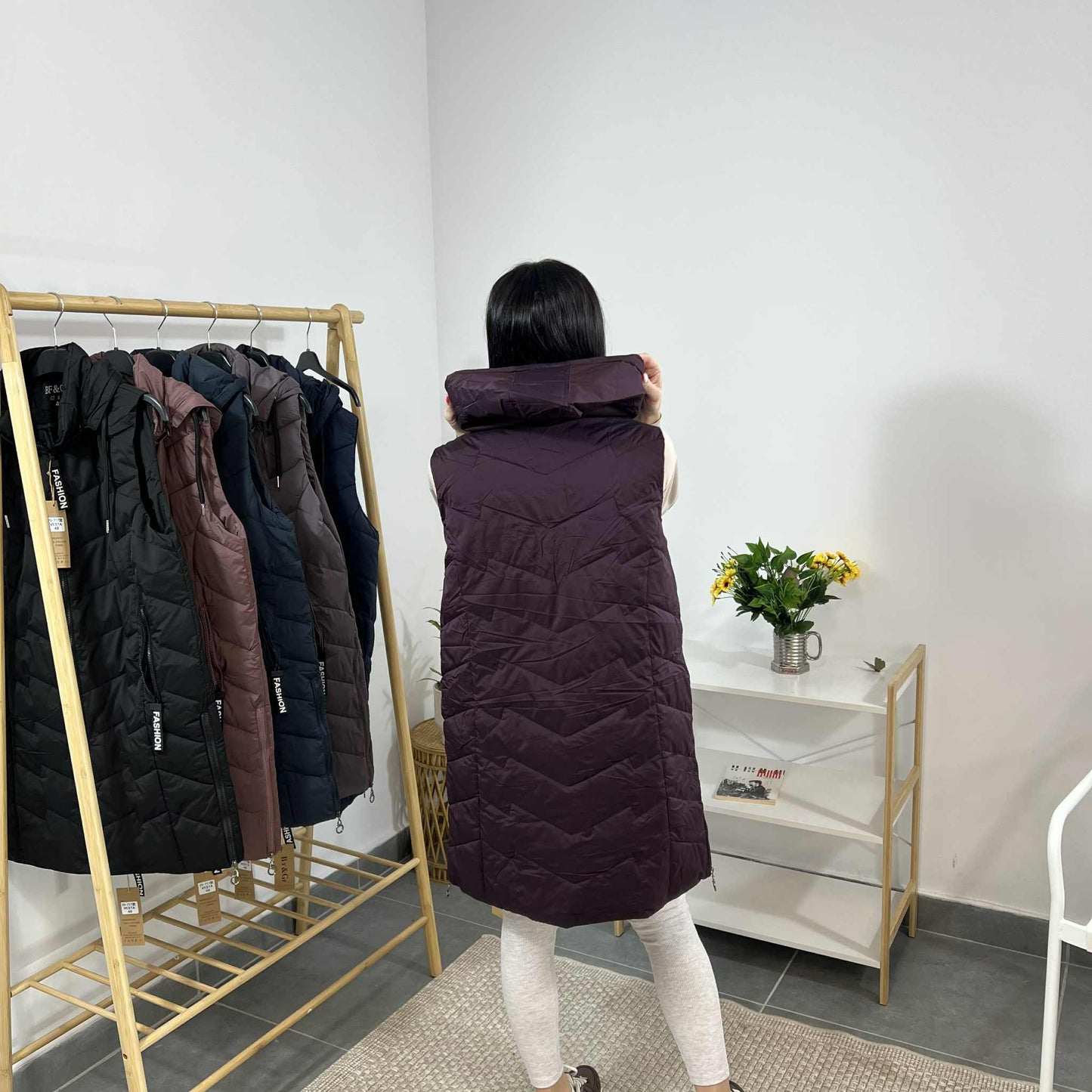 Дамска грейка с плътна вата и ефектни детайли Fashion тъмна вишна