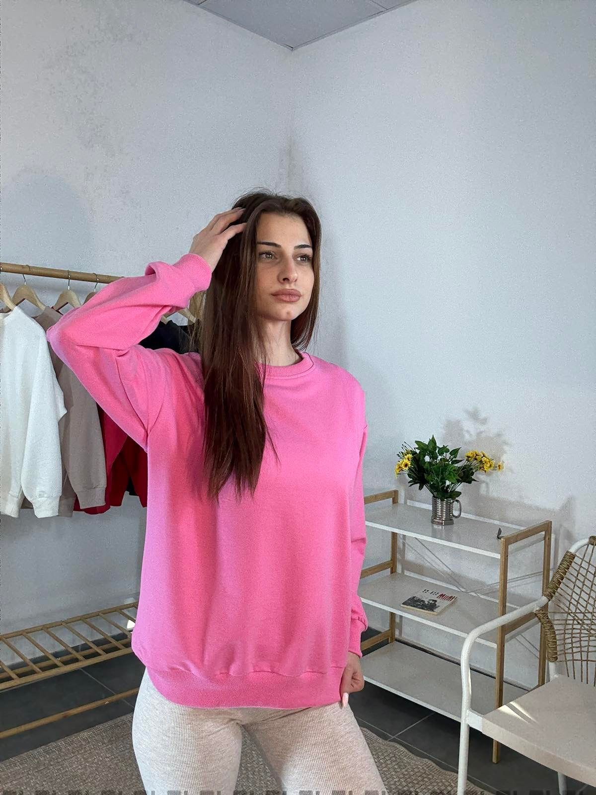 Дамска блуза с обло деколте 5788  розова