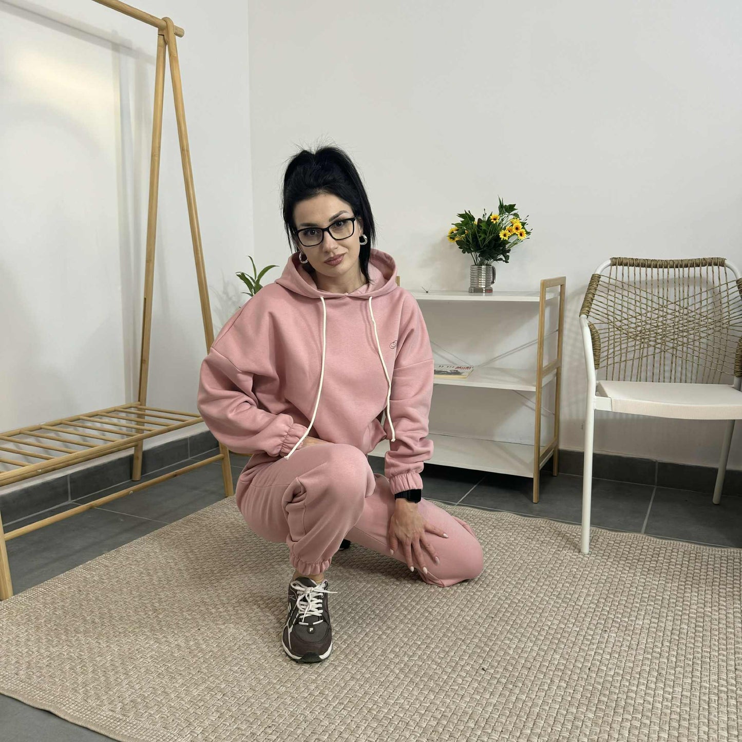 Ватиран комплект МИСТ от две части с качулка - розов