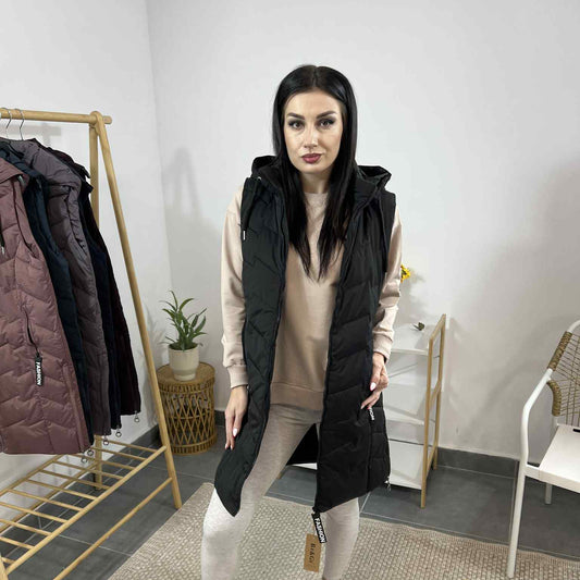 Дамска грейка с плътна вата и ефектни детайли Fashion черна