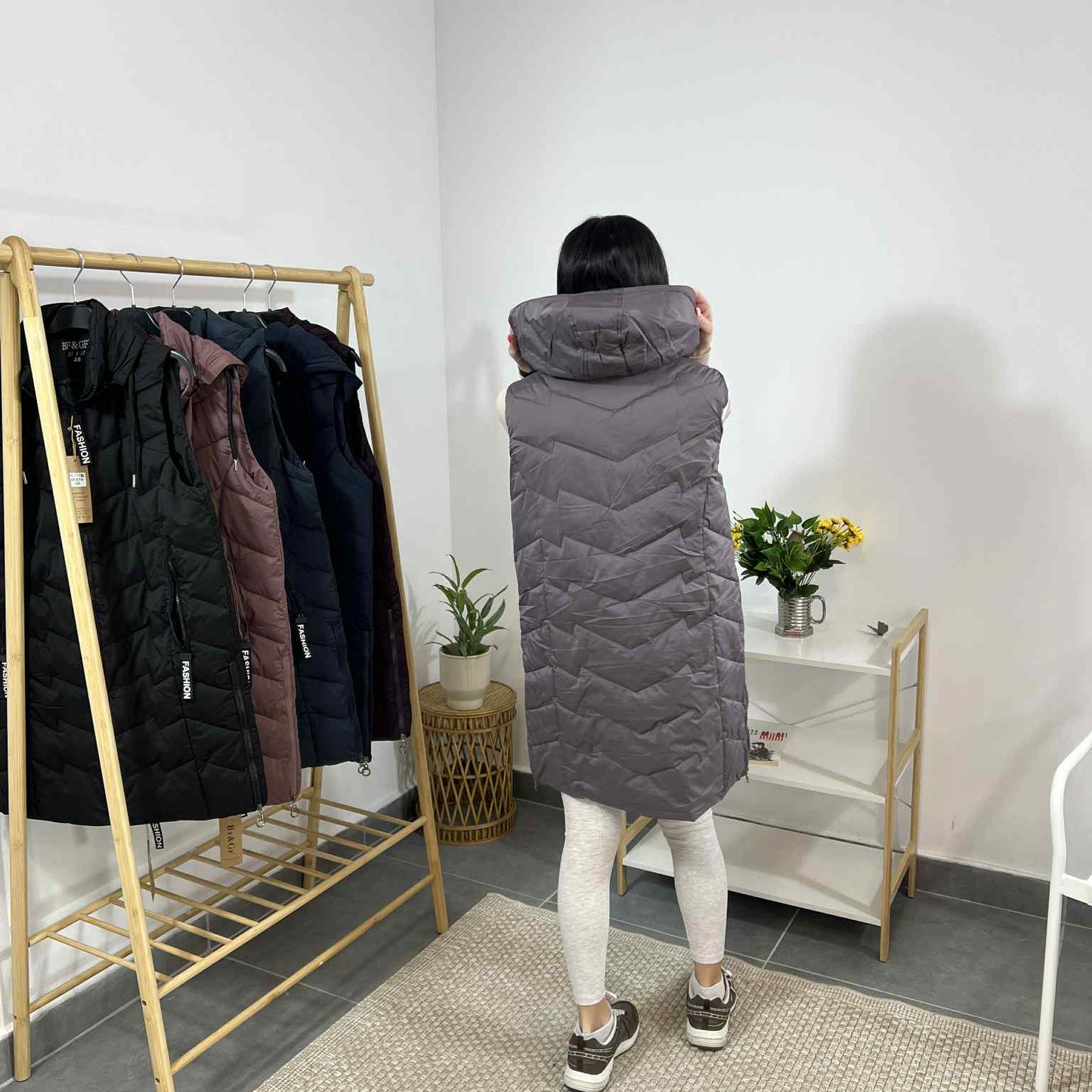 Дамска грейка с плътна вата и ефектни детайли Fashion пепел лила