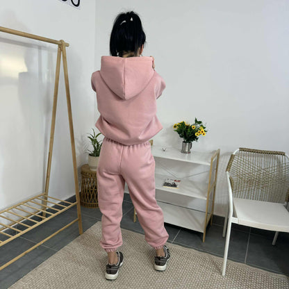 Ватиран комплект МИСТ от две части с качулка - розов