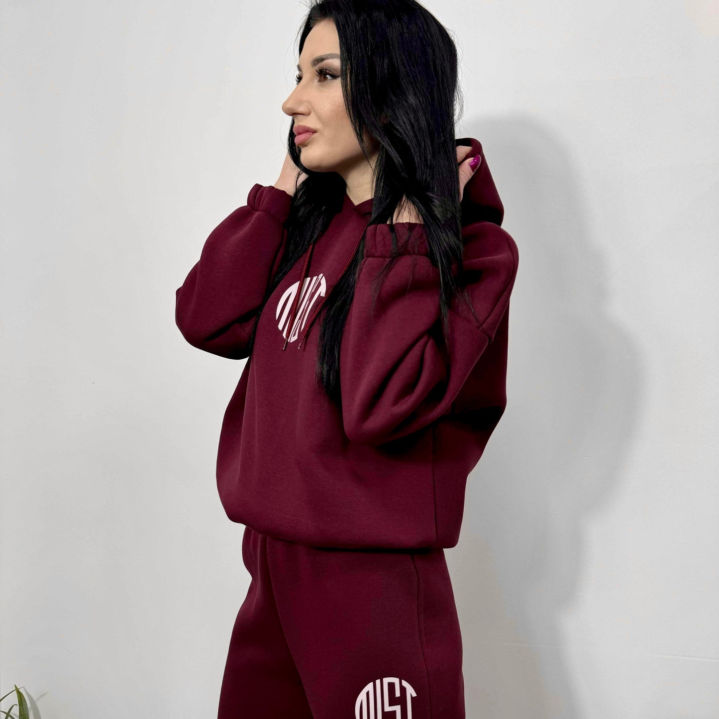 Ватиран комплект МИСТ от две части с качулка бордо