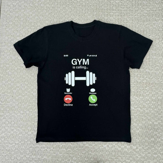 Мъжка тениска черна "GYM IS CALLING"