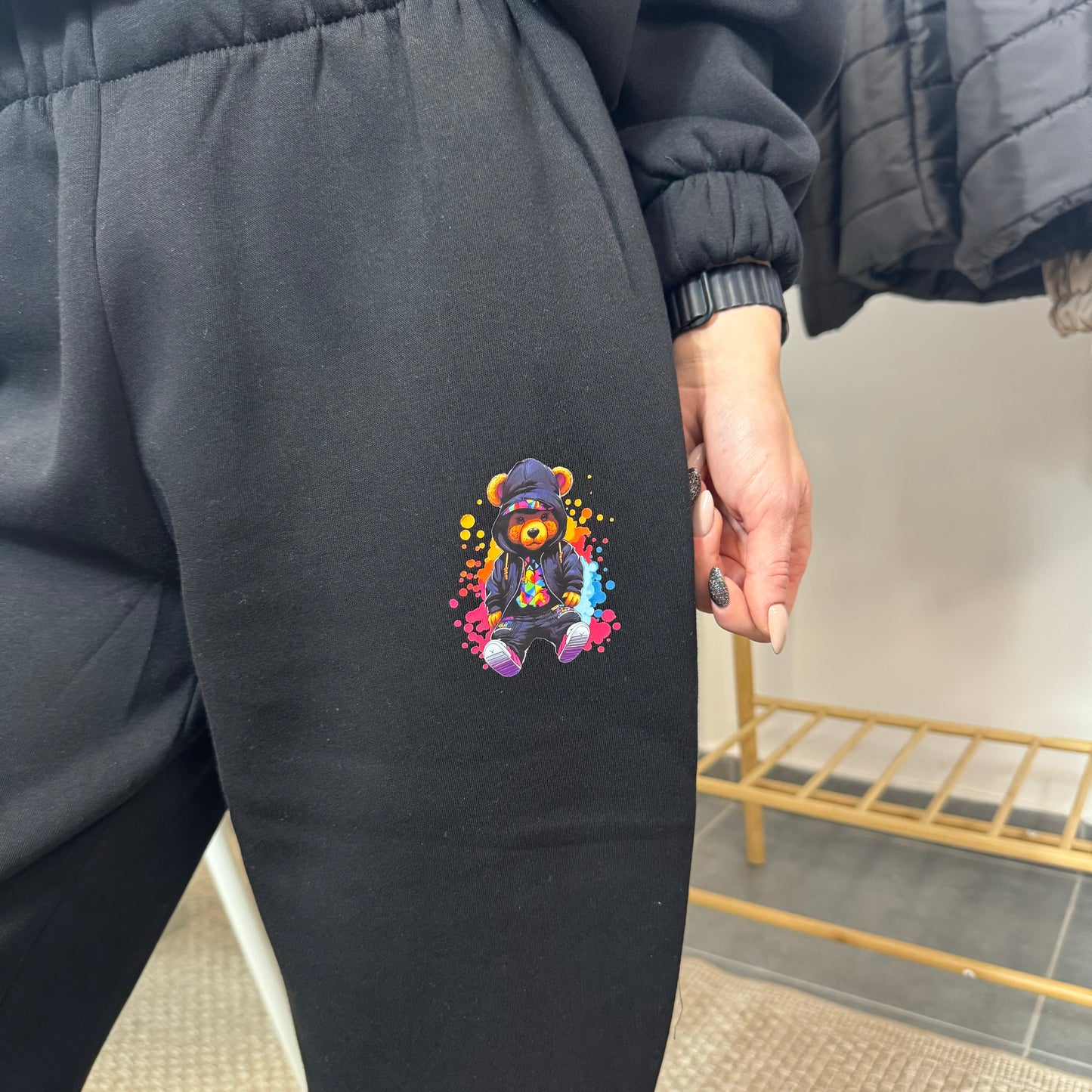 Ватиран комплект GANGSTA от две части с качулка - черен