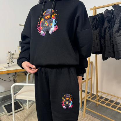 Ватиран комплект GANGSTA от две части с качулка - черен