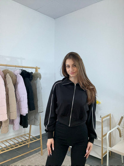 Дамска блуза с цип Лили 5539 черна