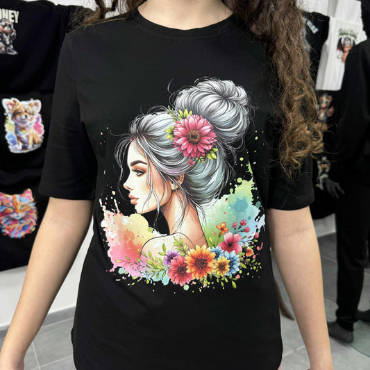 Дамска тениска Дамата с цвете