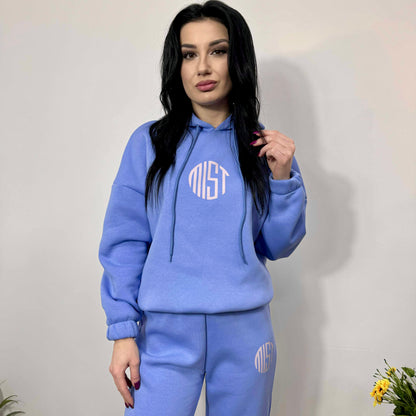 Ватиран комплект МИСТ от две части с качулка небесно синьо