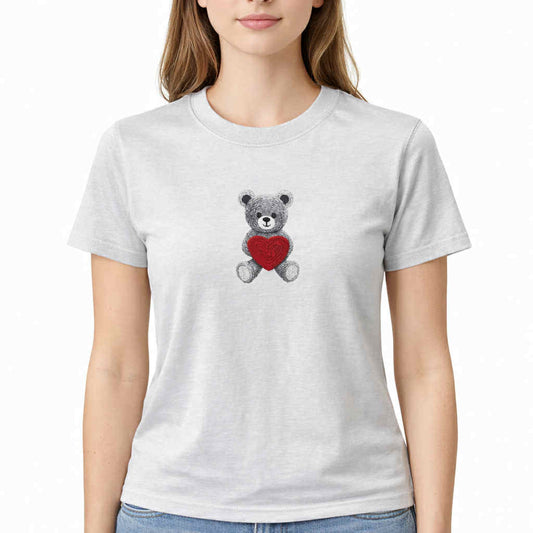 Дамска спортна тениска с меченце – 100% памук, комфорт и свежа визия светло сива