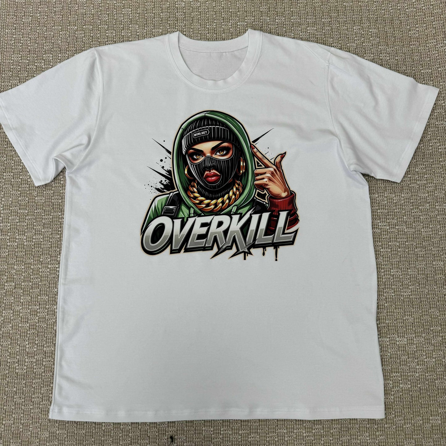 Мъжка тениска бяла "OVERKILL"