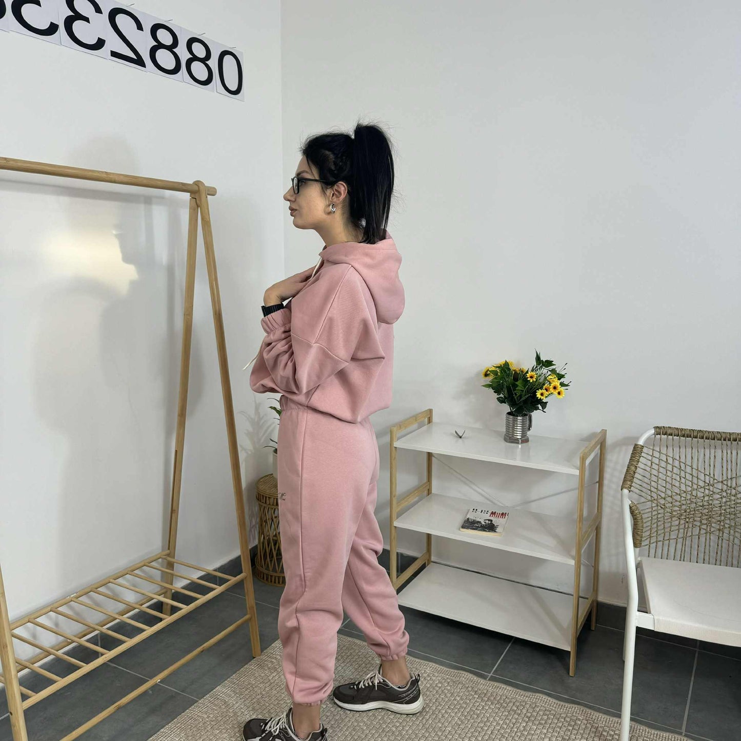 Ватиран комплект МИСТ от две части с качулка - розов