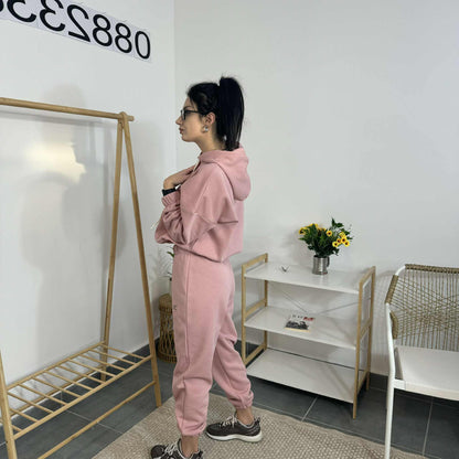 Ватиран комплект МИСТ от две части с качулка - розов