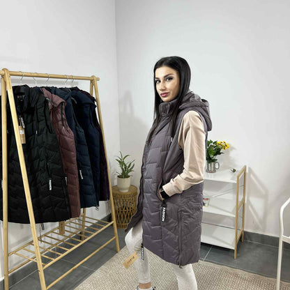 Дамска грейка с плътна вата и ефектни детайли Fashion пепел лила