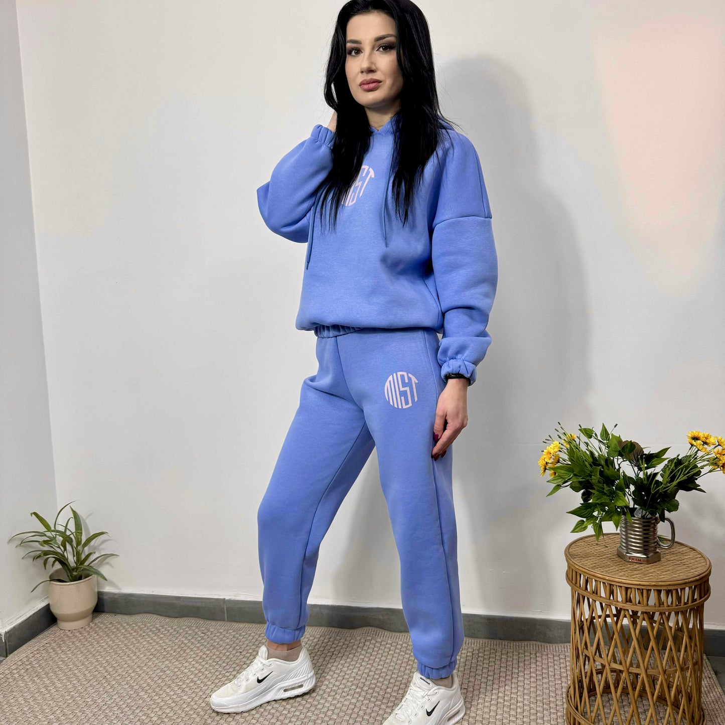 Ватиран комплект МИСТ от две части с качулка небесно синьо