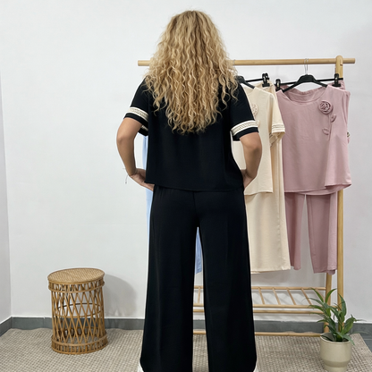 Дамски екип Цвети черен RR269