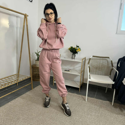 Ватиран комплект МИСТ от две части с качулка - розов