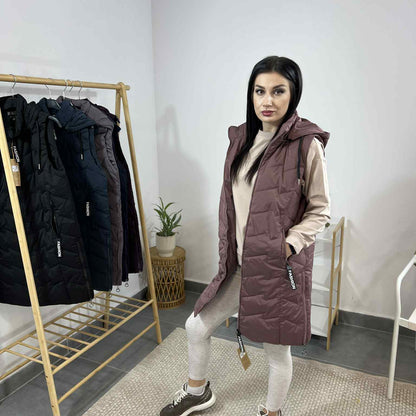 Дамска грейка с плътна вата и ефектни детайли Fashion светла вишна