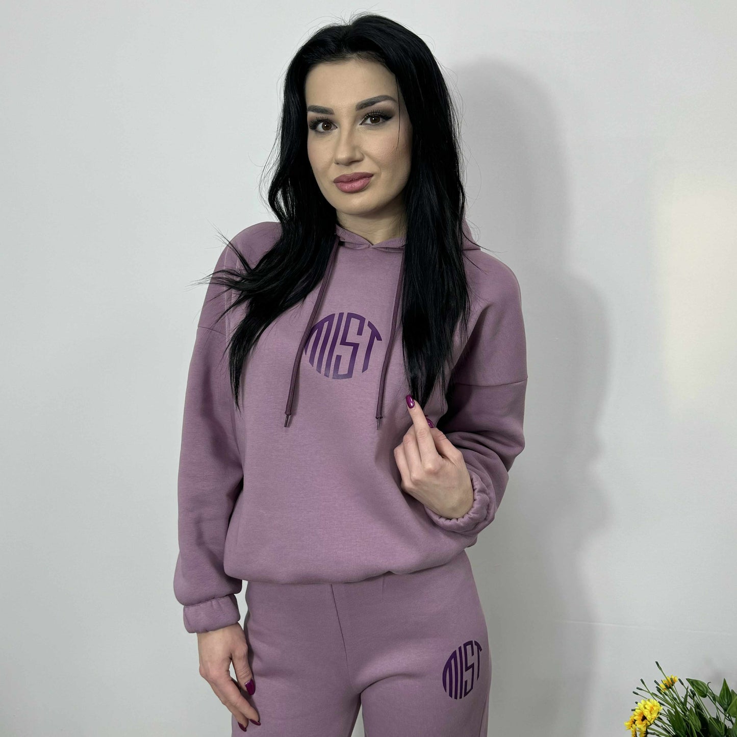 Ватиран комплект МИСТ от две части с качулка пепел от рози