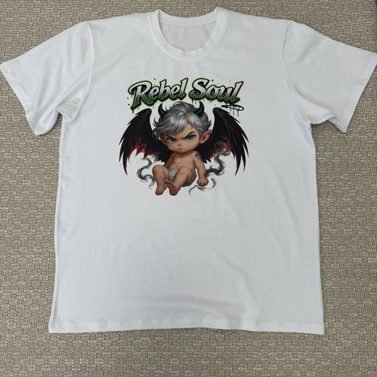 Мъжка тениска бяла "REBEL SOUL"