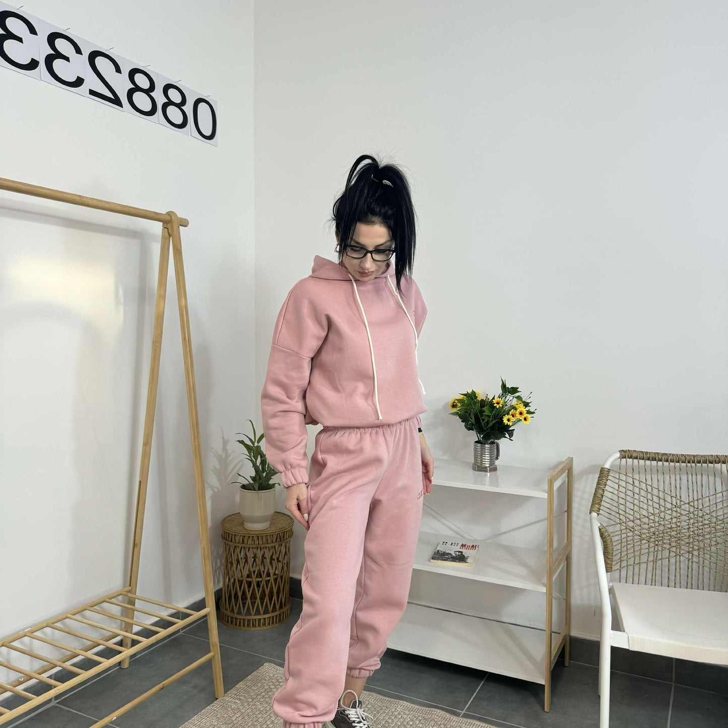 Ватиран комплект МИСТ от две части с качулка - розов