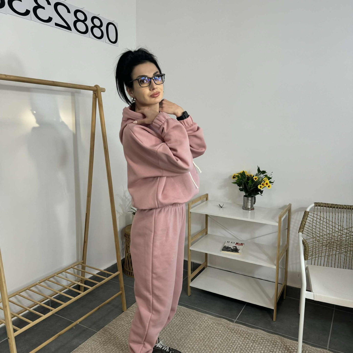 Ватиран комплект МИСТ от две части с качулка - розов