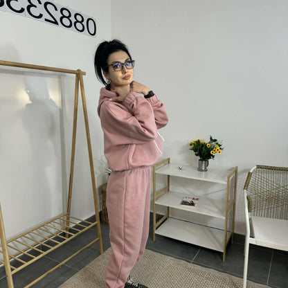 Ватиран комплект МИСТ от две части с качулка - розов