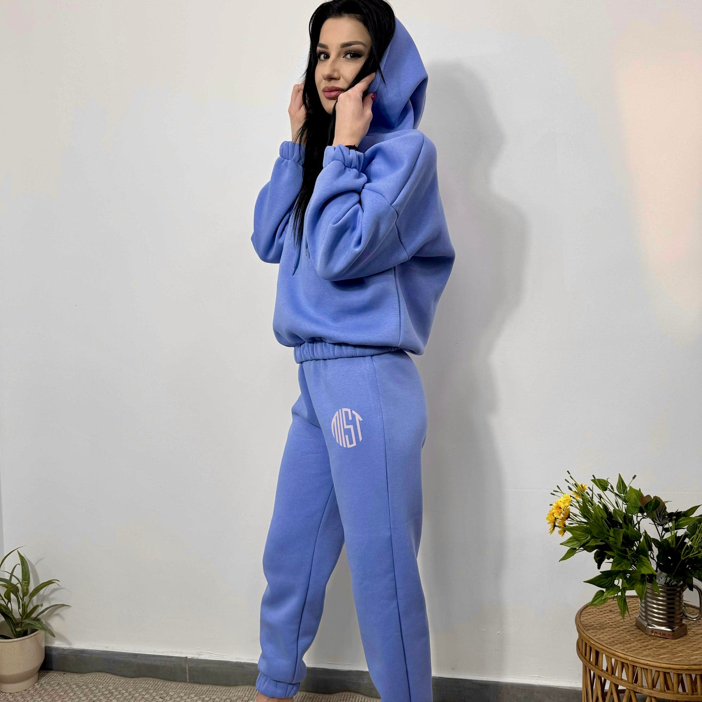 Ватиран комплект МИСТ от две части с качулка небесно синьо