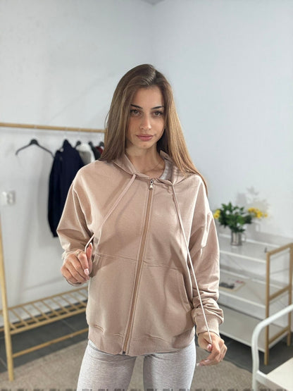 Дамски суичър с цип 5787 беж