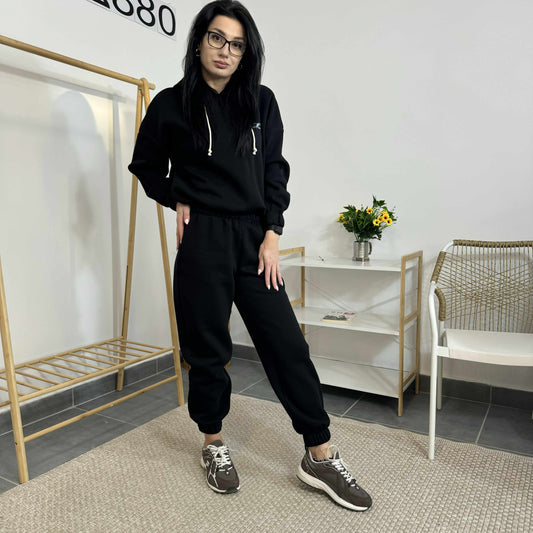 Ватиран комплект МИСТ от две части с качулка - черен