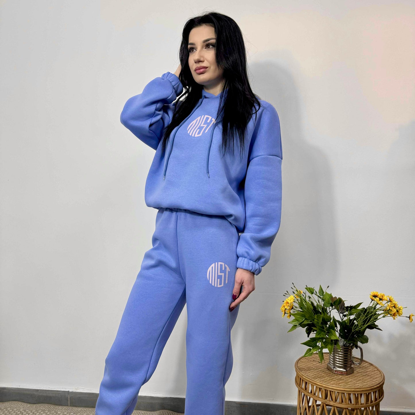 Ватиран комплект МИСТ от две части с качулка небесно синьо