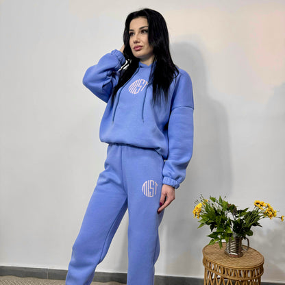 Ватиран комплект МИСТ от две части с качулка небесно синьо