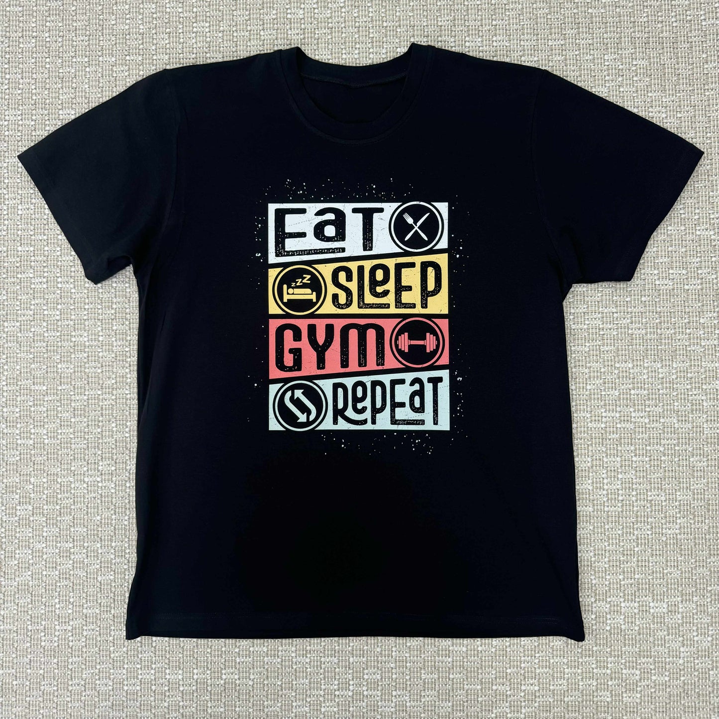 Мъжка тениска черна "EAT SLEEP GYM REPEAT"