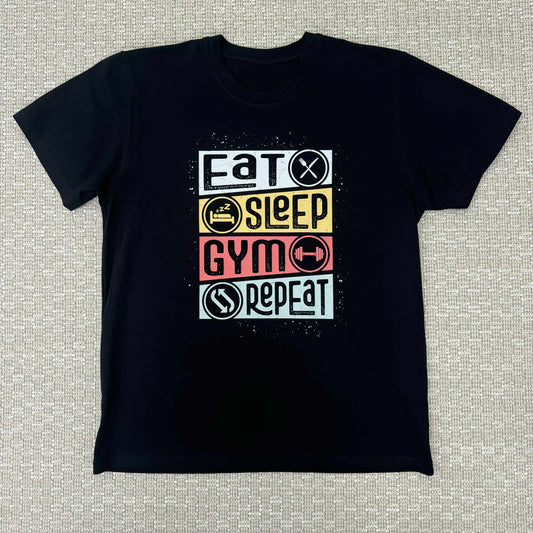 Мъжка тениска черна "EAT SLEEP GYM REPEAT"