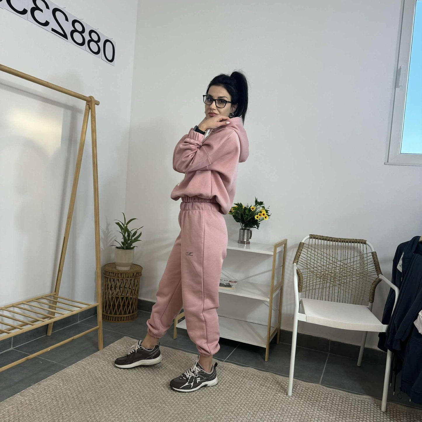 Ватиран комплект МИСТ от две части с качулка - розов