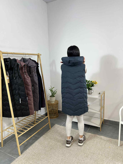 Дамска грейка с плътна вата и ефектни детайли Fashion деним синьо