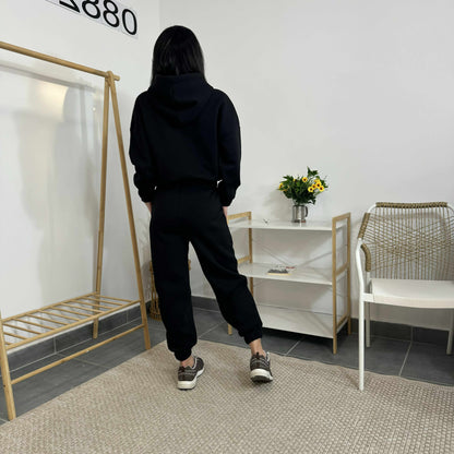 Ватиран комплект МИСТ от две части с качулка - черен