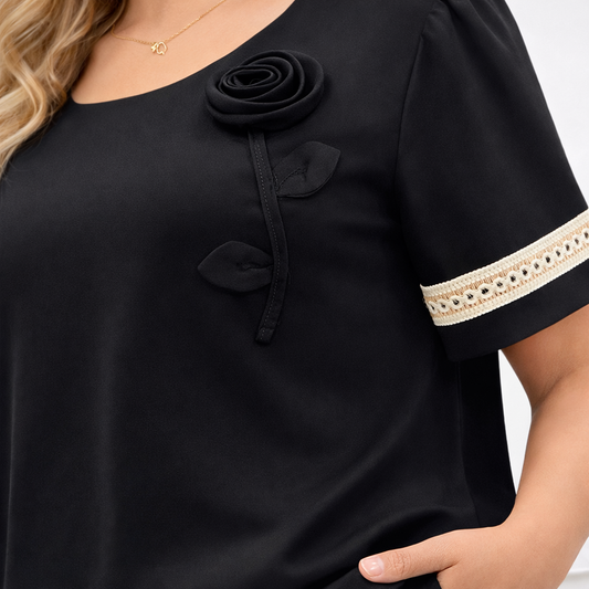 Дамски екип Цвети черен RR269