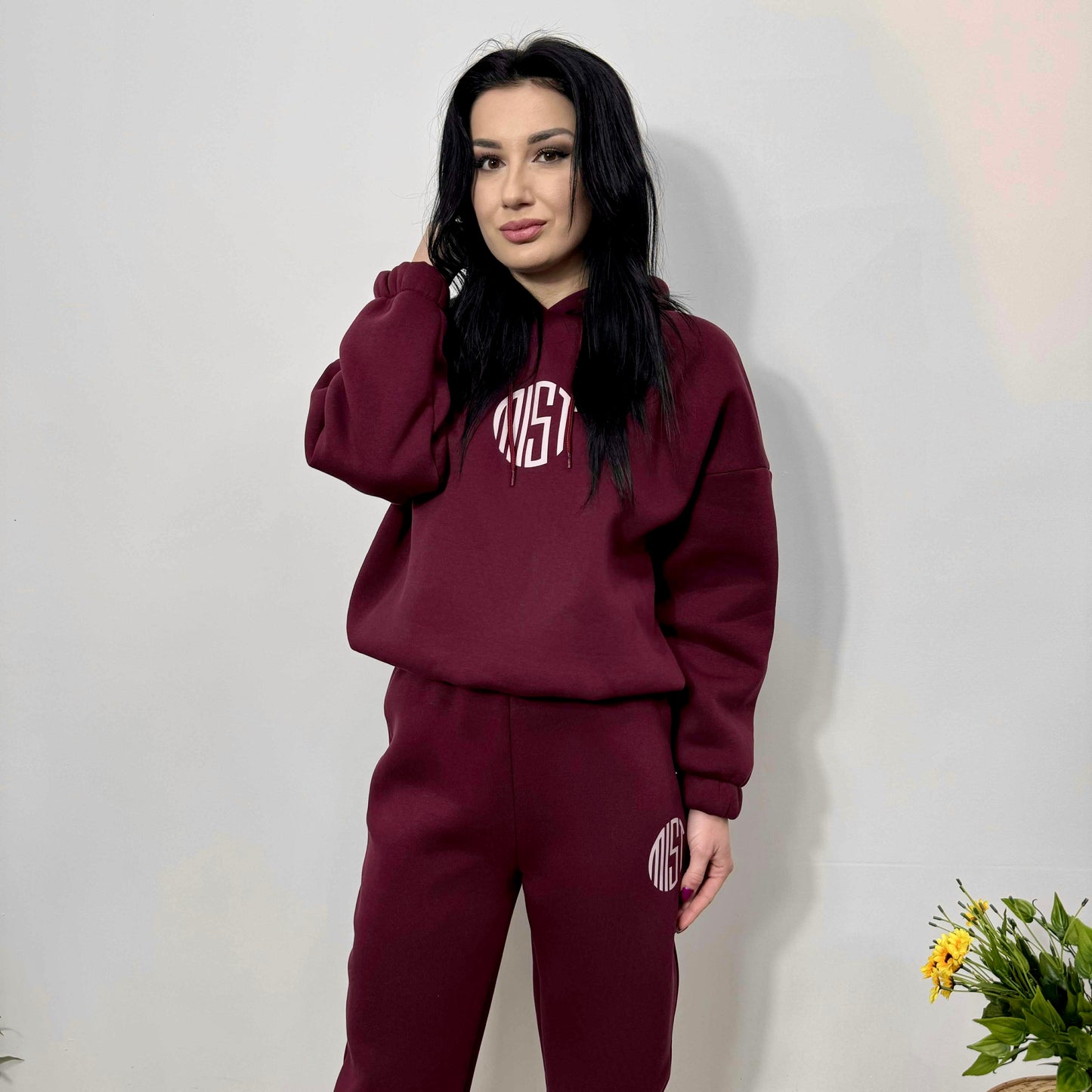 Ватиран комплект МИСТ от две части с качулка бордо