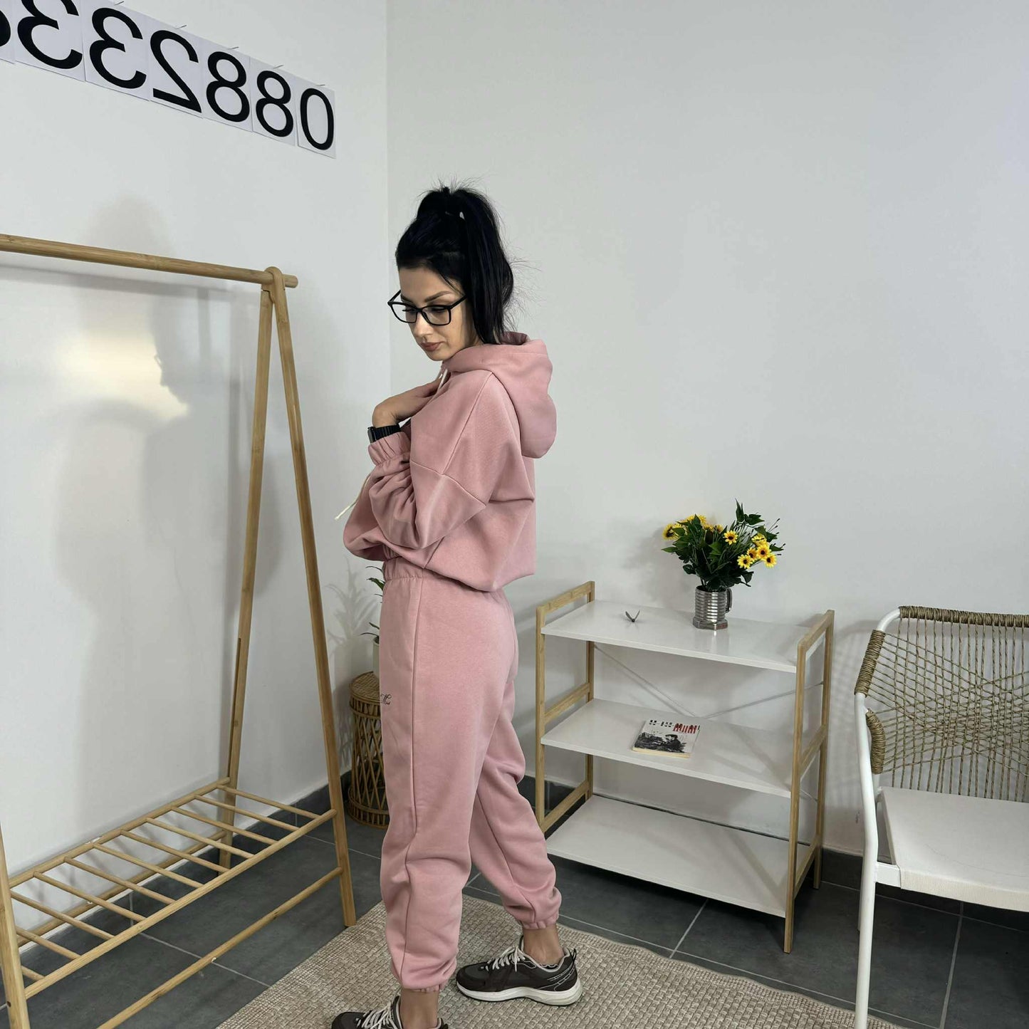 Ватиран комплект МИСТ от две части с качулка - розов