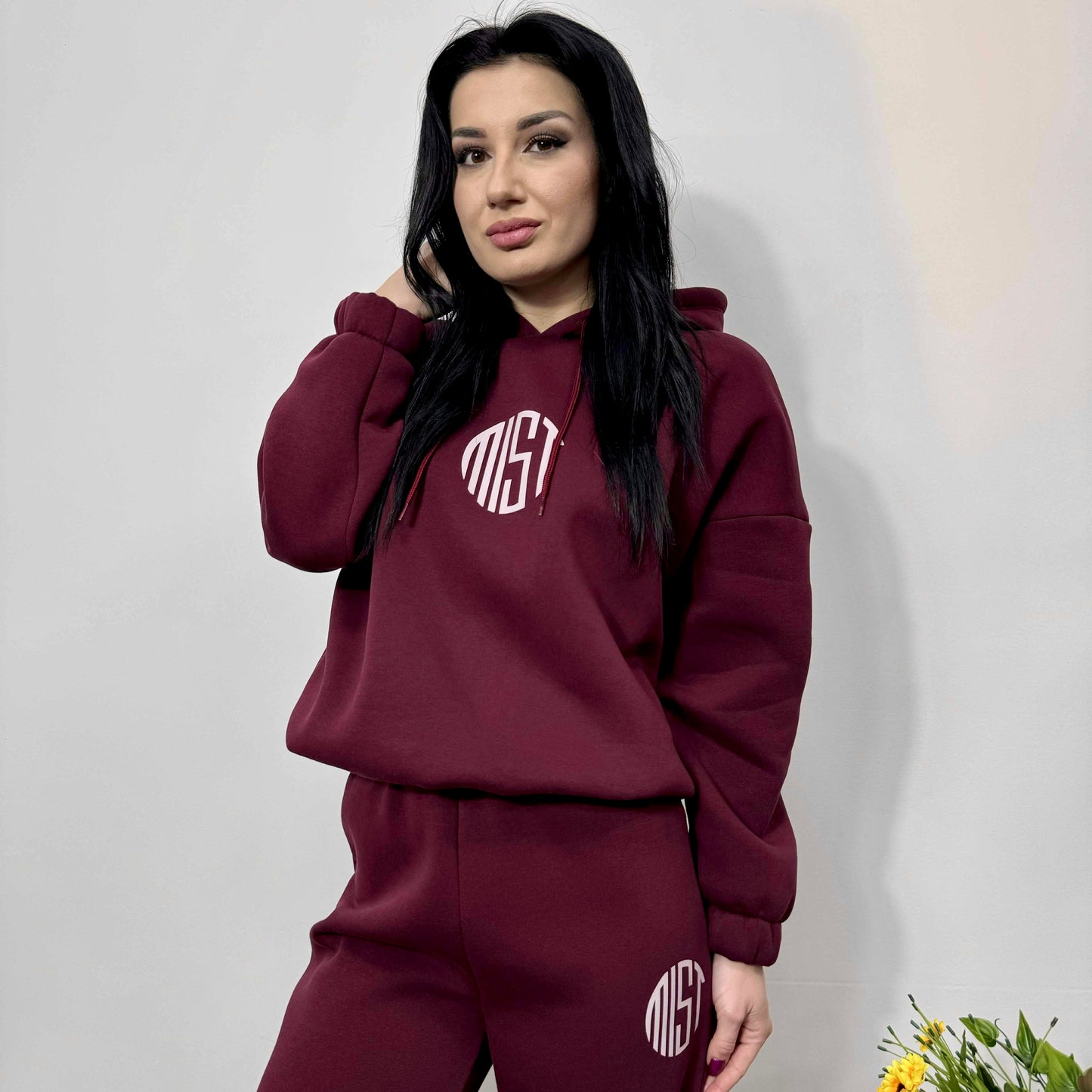 Ватиран комплект МИСТ от две части с качулка бордо