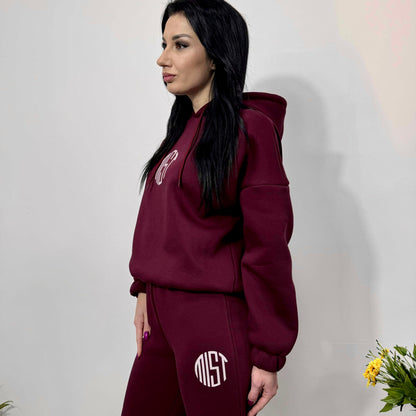 Ватиран комплект МИСТ от две части с качулка бордо