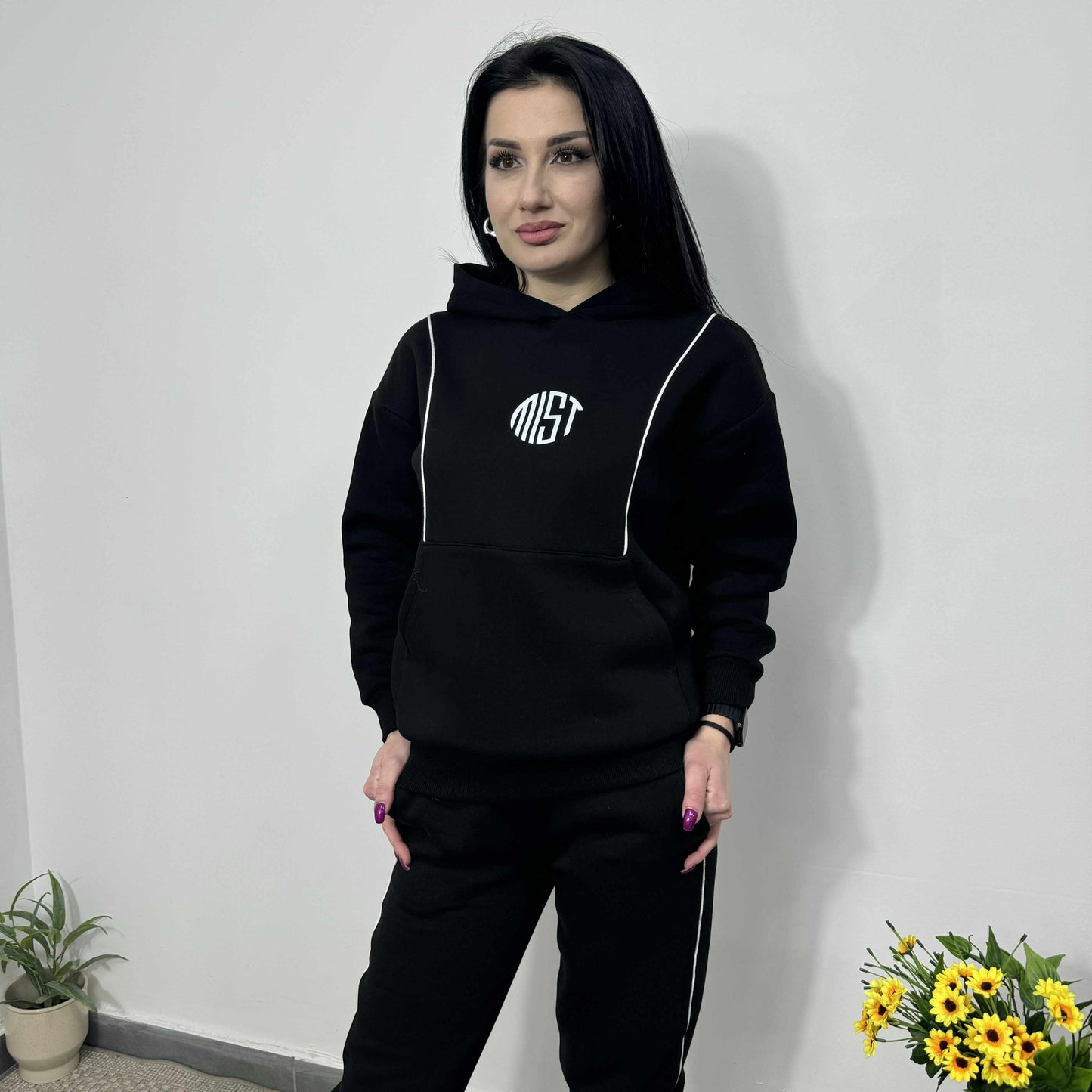 Български комплект Лили до 3XL черен