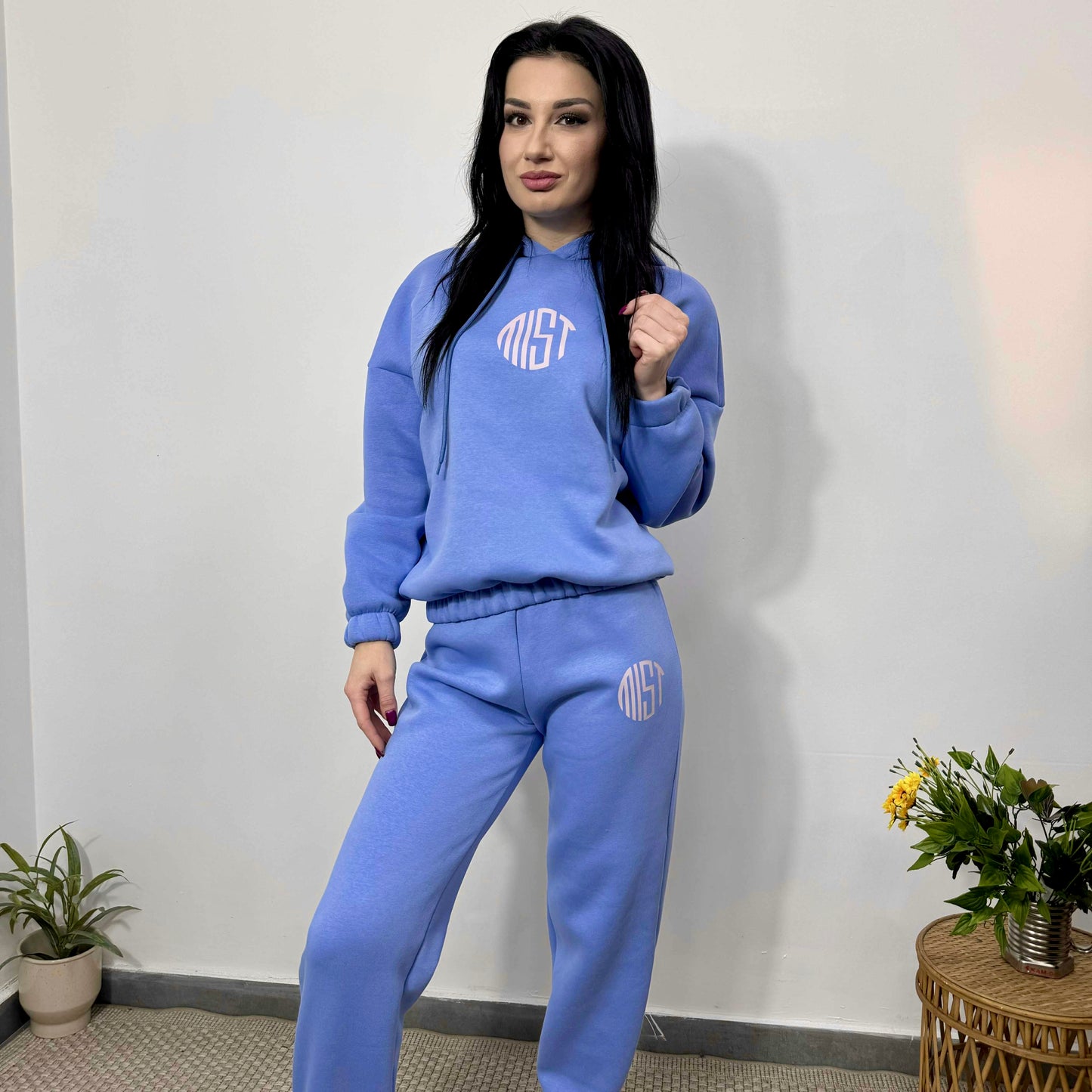 Ватиран комплект МИСТ от две части с качулка небесно синьо