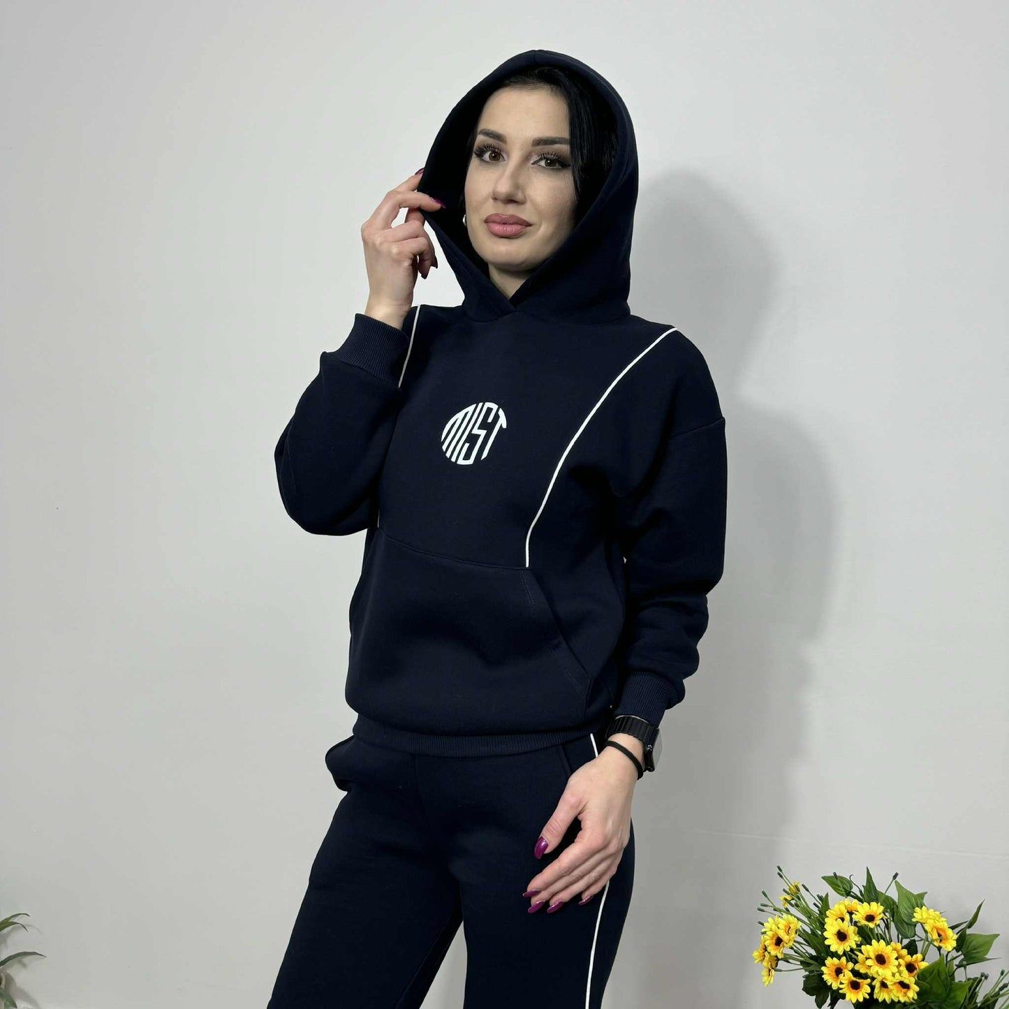 Български комплект Лили до 3XL тъмно син