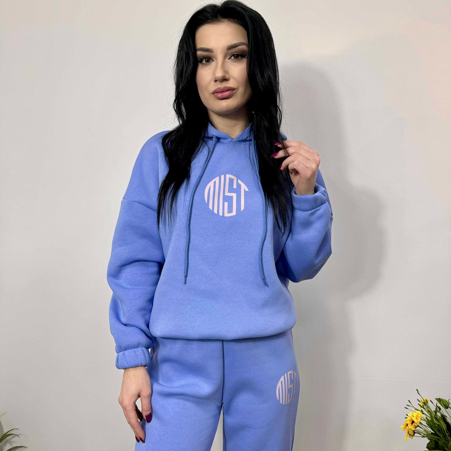 Ватиран комплект МИСТ от две части с качулка небесно синьо