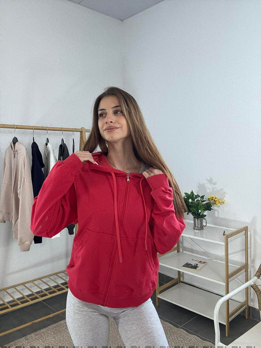 Дамски суичър с цип 5787 червен