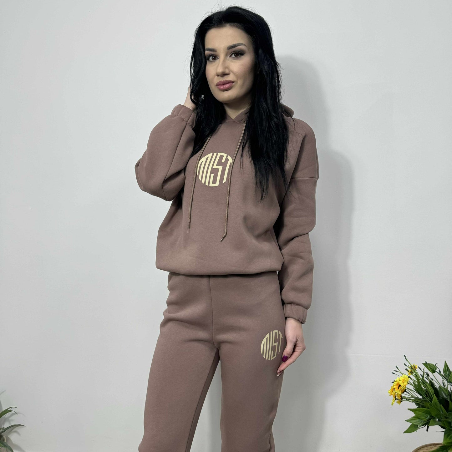 Ватиран комплект МИСТ от две части с качулка кафяв