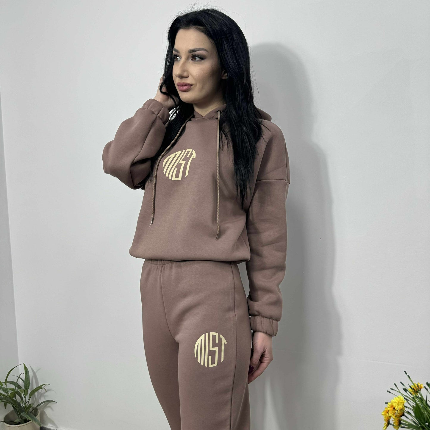 Ватиран комплект МИСТ от две части с качулка кафяв