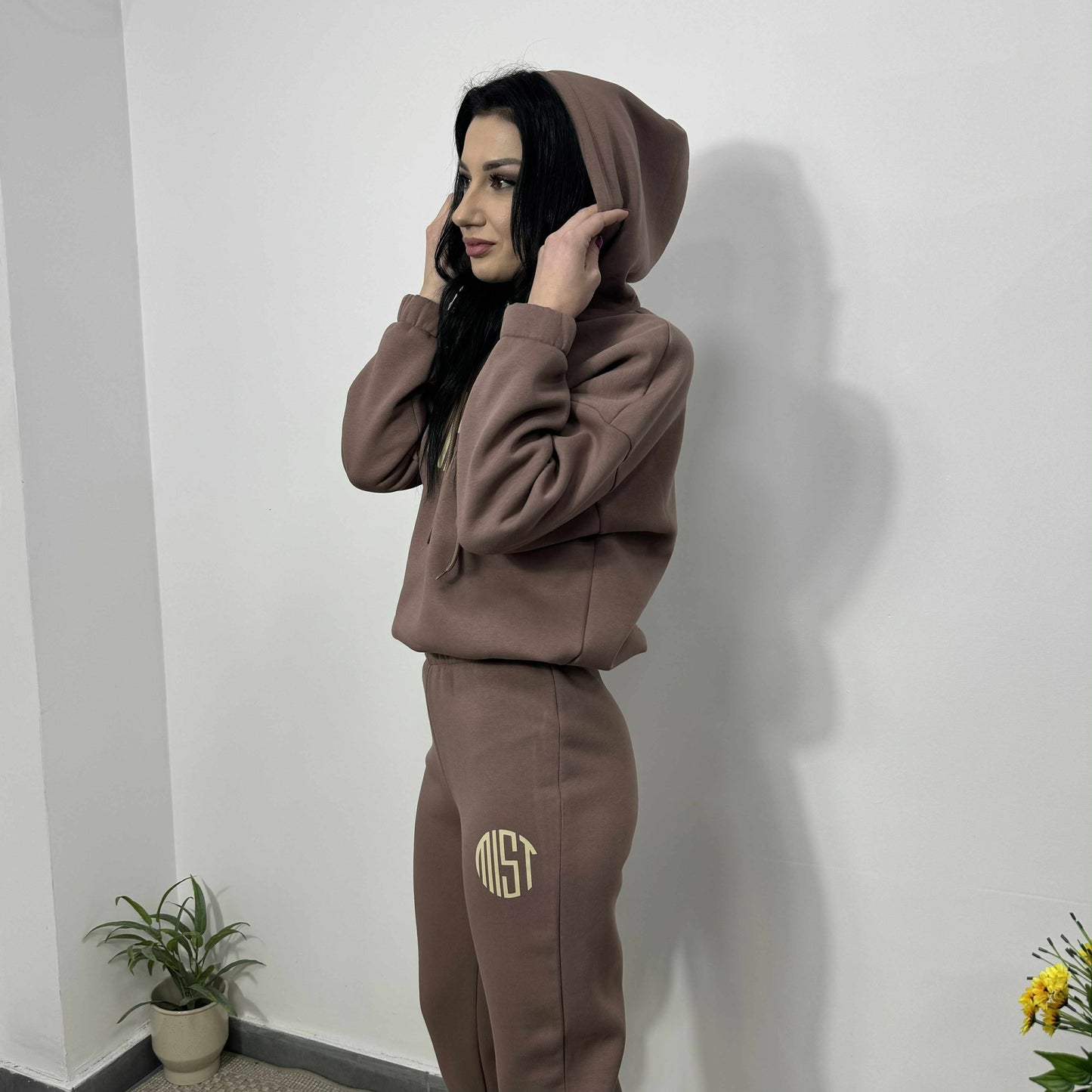 Ватиран комплект МИСТ от две части с качулка кафяв